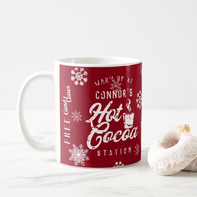 Mug Farmhouse Christmas Custom Family Hot Cocos (Avec donut)