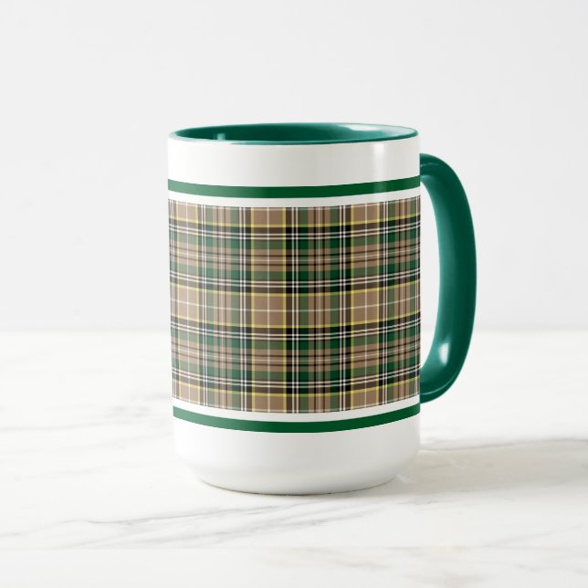 Mug Farrell Tartan Motif Tan Irish Plaid (Devant droit)