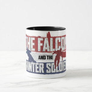 Mug Faucon et soldat d'hiver Graphisme rouge et bleu
