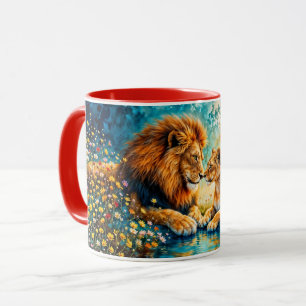 Mug Faune Lion Lioness imaginaire art romantique