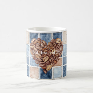 Mug Faux Bleu Crème Denim Premier Café Grains de Cœur