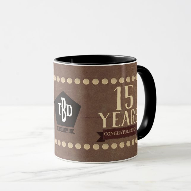 Mug Faux cuir employé jalon anniversaire de la mule (Devant droit)