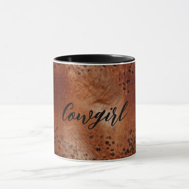 Mug Faux Leather Brown Leopard Spots (Centre)