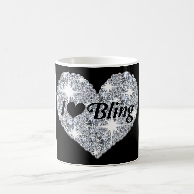 Mug Faux losange étincelant I Love Bling coeur design  (Centre)