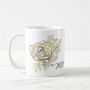 Mug Faux or rose français floral