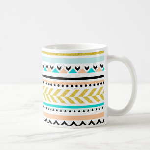 Mug Faux Parties scintillant Gold, Turquoise, Coral Az