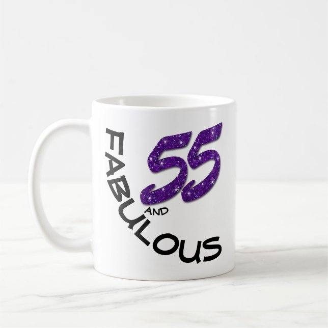 Mug Faux Purple Parties scintillant 55 et cadeau d'ann (Gauche)