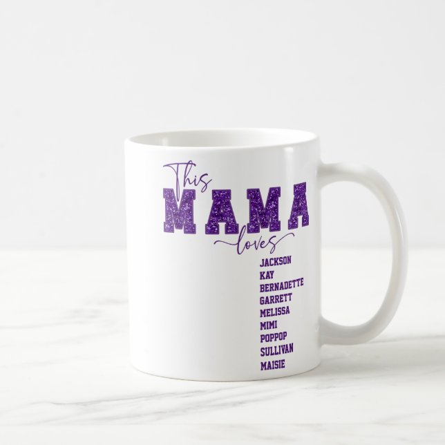 Mug Faux Sequin Varsity Font This Mama Loves  (Droite)