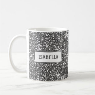 Mug Faux Texture Pailleté Argent Regard & Nom Personna