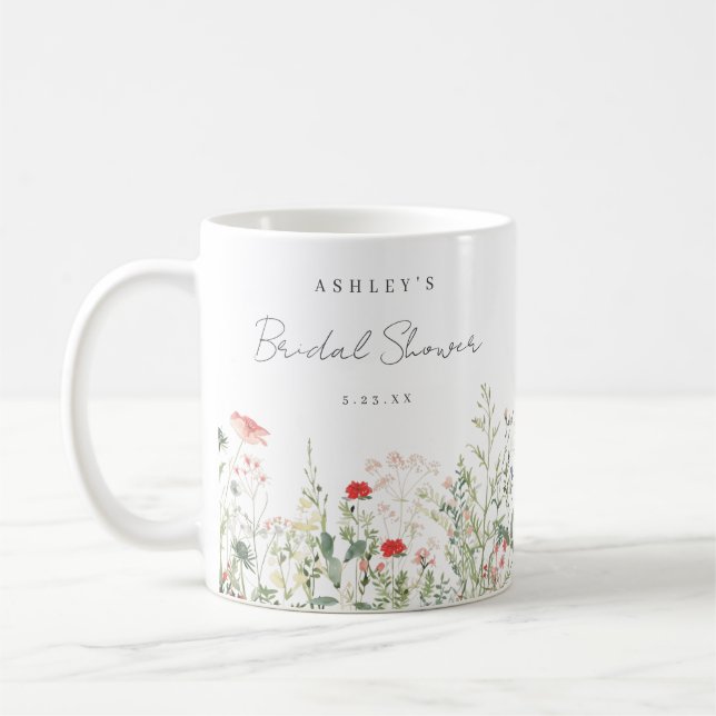 Mug Faveur de Baby Shower de Mariée Prairie Fleur Sauv (Gauche)