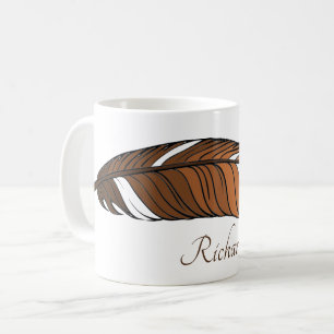 Mug - Feather and Name in Browns