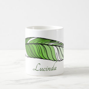 Mug - Feather and Name in Greens