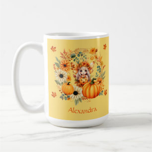 Mug Fée Citrouille mignonne dans la couronne d'automne