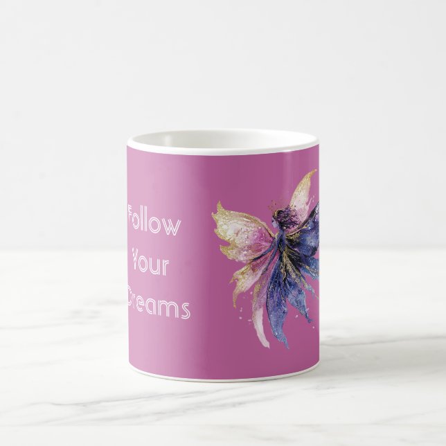 Mug Fée crème violette rose or (Centre)