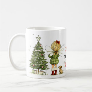 Mug Fée et chiot personnalisés Noël mignon et cosy 