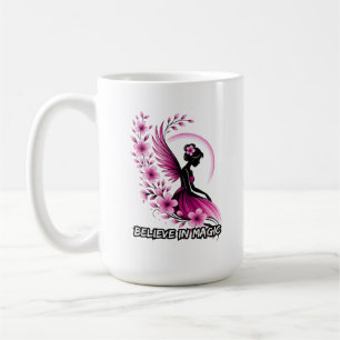 Mug Fée silhouette florale rose
