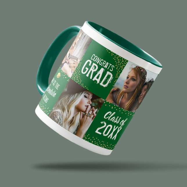 Mug Félicitations 2025 Graduate Photo Cadeau Vert (Créateur téléchargé)