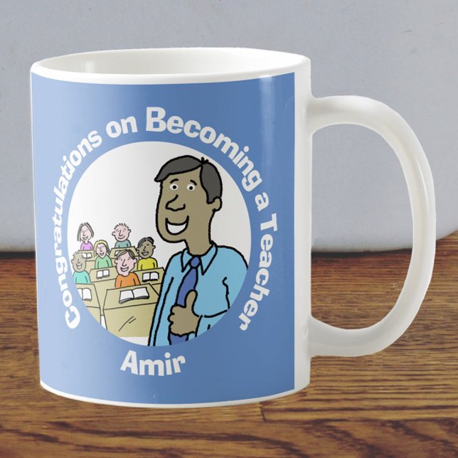 Mug Félicitations pour devenir un enseignant masculin (Créateur téléchargé)