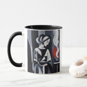 Mug Femme Art Déco noir et blanc