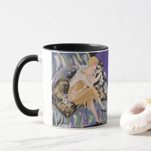 Mug Femme Art Déco Vintage avec Chat par S. Chompre