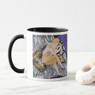 Mug Femme Art Déco Vintage avec Chat par S. Chompre