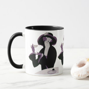 Mug Femme Art Déco Vintage, Thé de l'après-midi et Cup