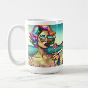 Mug Femme Belle de l'Art Pop Rétro avec Sucette