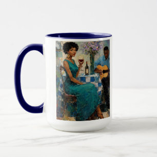 Mug Femme de Jazz Vibrante Art de Bistro Sarcelle