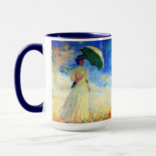 Mug Femme de Monet avec un parasol tournée vers la dro