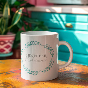 Mug Femme d'honneur botanique turquoise