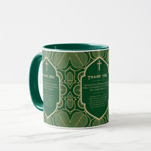 Mug ✝️ Femme du pasteur épouse apprécient Merci cadeau (Devant gauche)