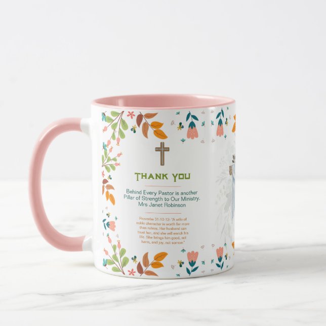 Mug ✝️ Femme du pasteur épouse apprécient Merci cadeau (Gauche)