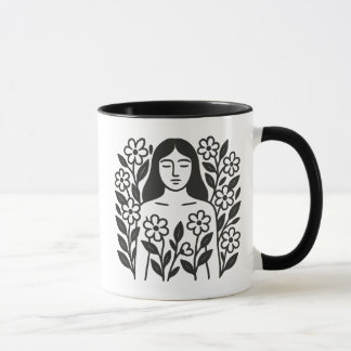 Mug Femme et fleurs