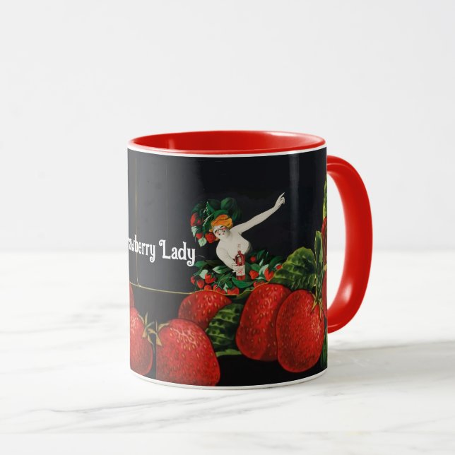 Mug FEMME ET STRAWBERRIES Art Nouveau Fraise Lady (Devant droit)