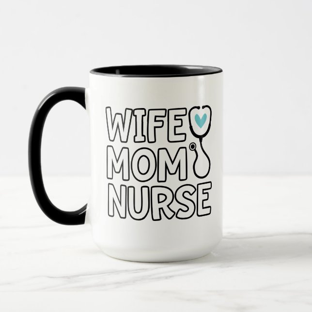 Mug Femme Mère Infirmière Stethoscope Coeur Infirmière (Gauche)