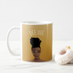Mug Femme noire avec des tons or et un gros pain, or j