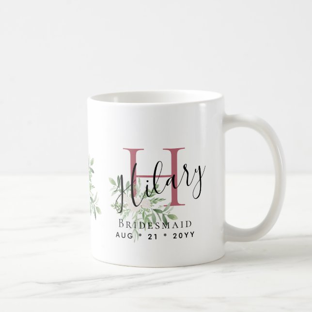 Mug Femme(s) d'accueil personnalisée rose Nom initial  (Droite)