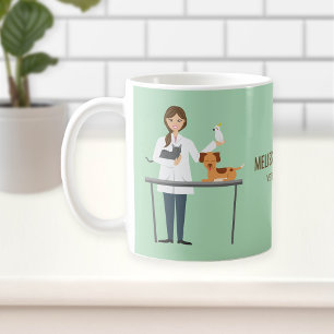 Mug Femme vétérinaire avec animaux et texte personnali