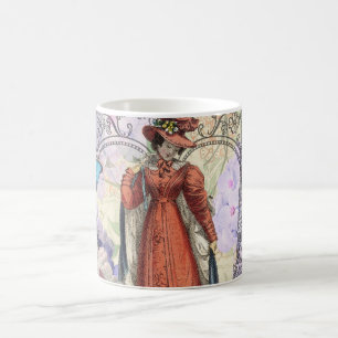 Mug Femme victorienne à la mode rouge colorée