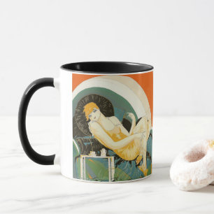 Mug Femme vintage Art Déco allongée sur un canapé, Cho