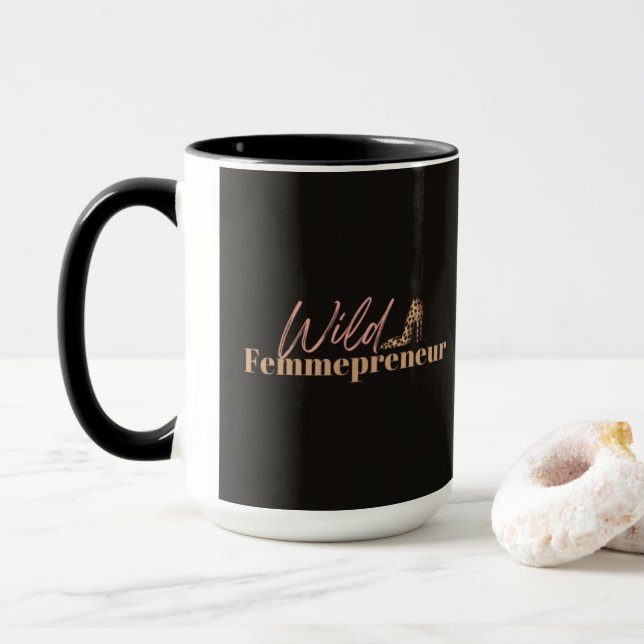 Mug femmepreneur sauvage rose-noir (Avec donut)