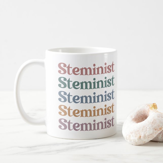 Mug Femmes Stéménistes Rétro Dans STEM (Avec donut)