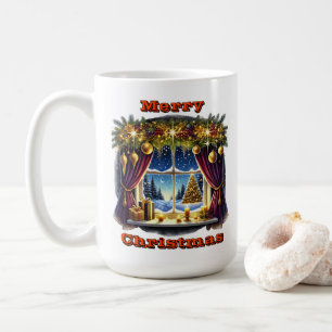 Mug Fenêtre d'hiver Festif Étincelant