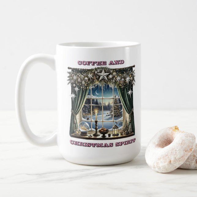 Mug Fenêtre Festive Avec Vue Neige (Avec donut)