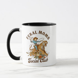 Mug Feral Mom Social Club Funny Retro Boho Cowgirl