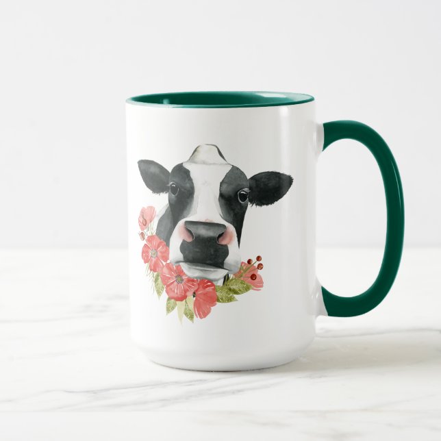 Mug Ferme à coquelicots - Vache aux fleurs (Droite)