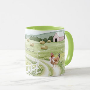 Mug Ferme Country Road Poulet Rose Bow