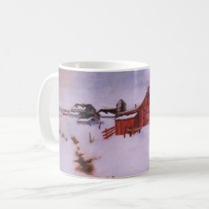 Mug Ferme couverte de neige d'hiver grande grange roug