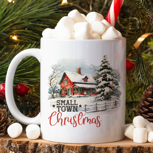 Mug Ferme de Noël rustique de petite ville (Créateur téléchargé)
