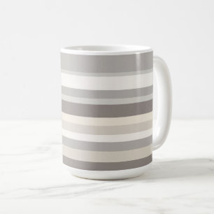 Mug Ferme élégante taupe crème et gris rayé